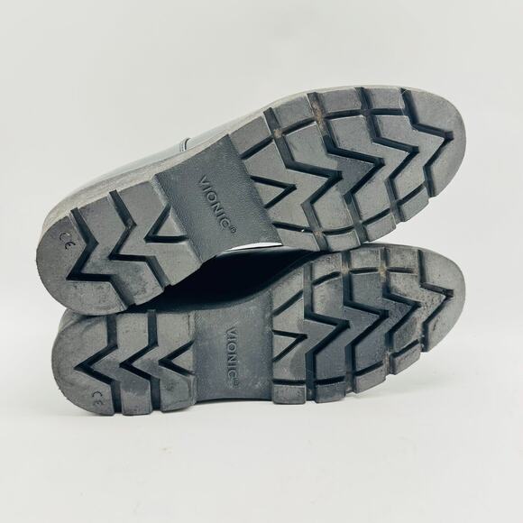 Vionic Shoes Womens 9 Black Leather Wedge Heels Slip On Comfort Orthotic Willa - Picture 8 of 10